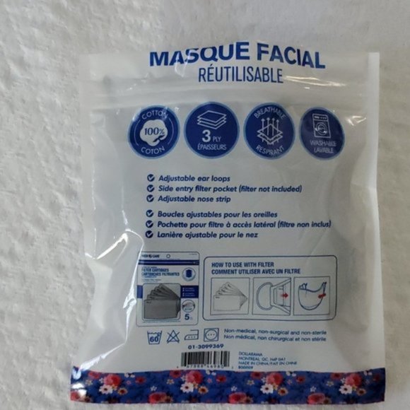 New Double Layer Mask with interior pockets- 3 pk - Picture 4 of 8